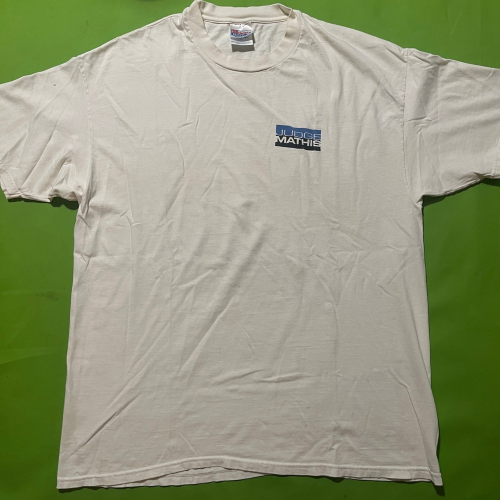 Vintage Hanes 90s Judge Mathis Graphic T-Shirt White Mens XL‎ TV Promo Tee